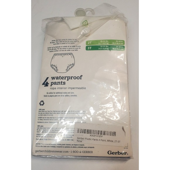 Gerber 4 Pack Waterproof Pants for Cloth Diapers & Training Pants 2T‎ 28-32 lb - Picture 2 of 2